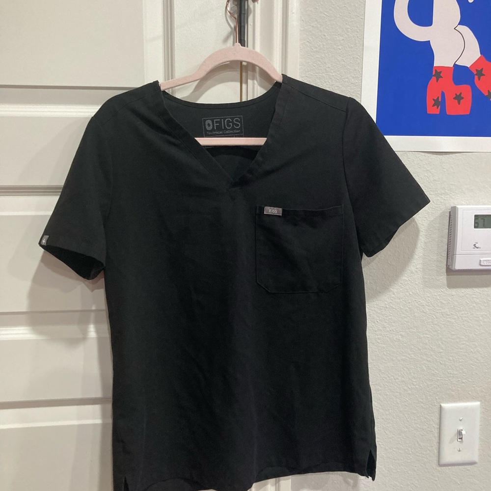 Figs Black Short Sleeve Scrub top